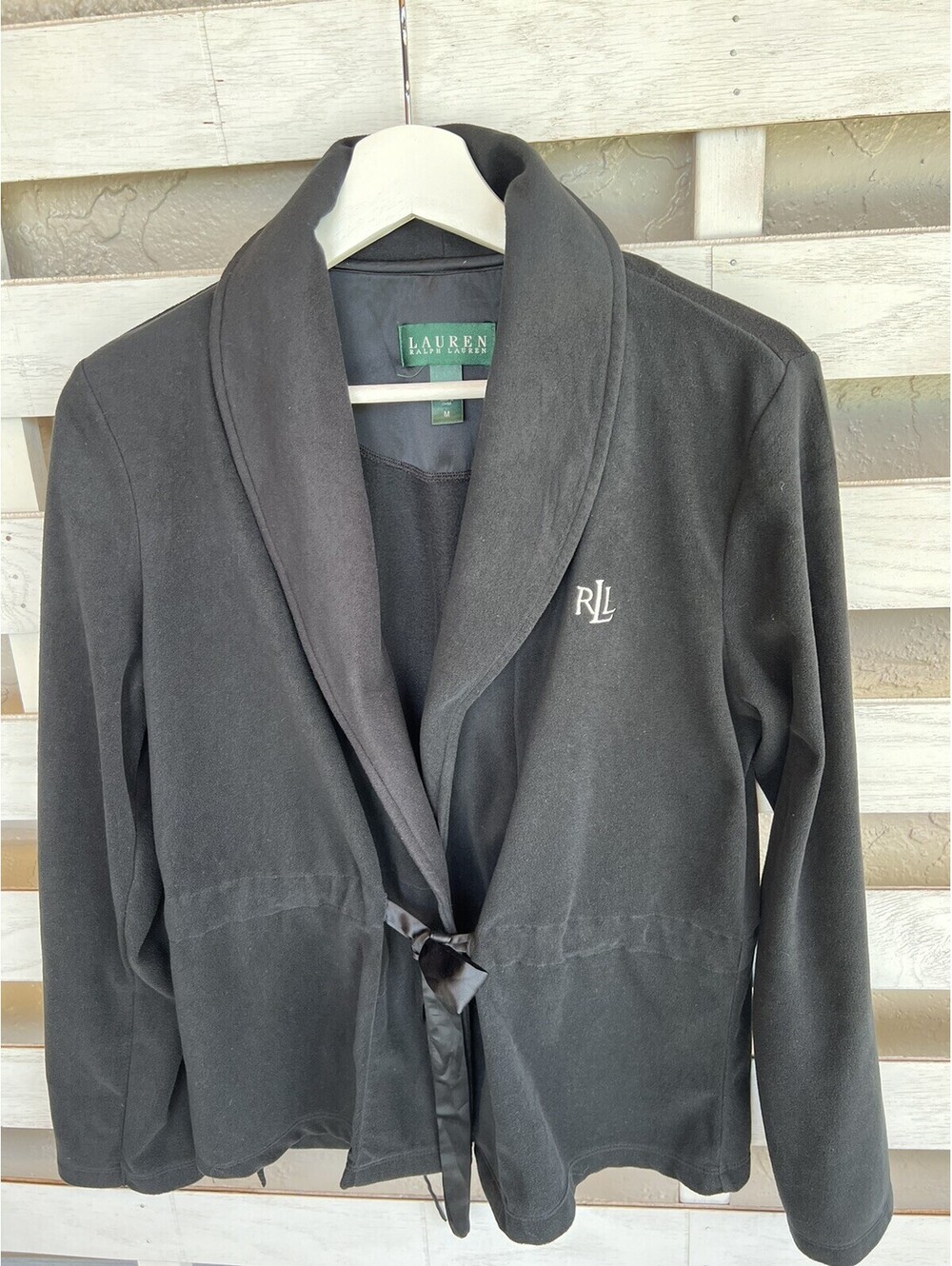 Lauren Ralph Lauren Women M Black Fleece Housewear Kimono Jacket Robe